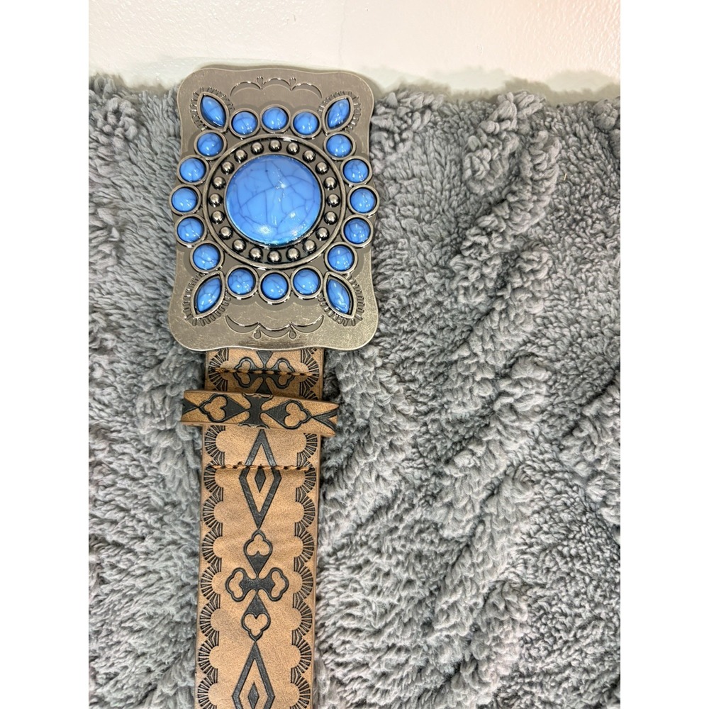 Bohoo Cowgirl PU Leather Tourquose  Belt Sz 2XL